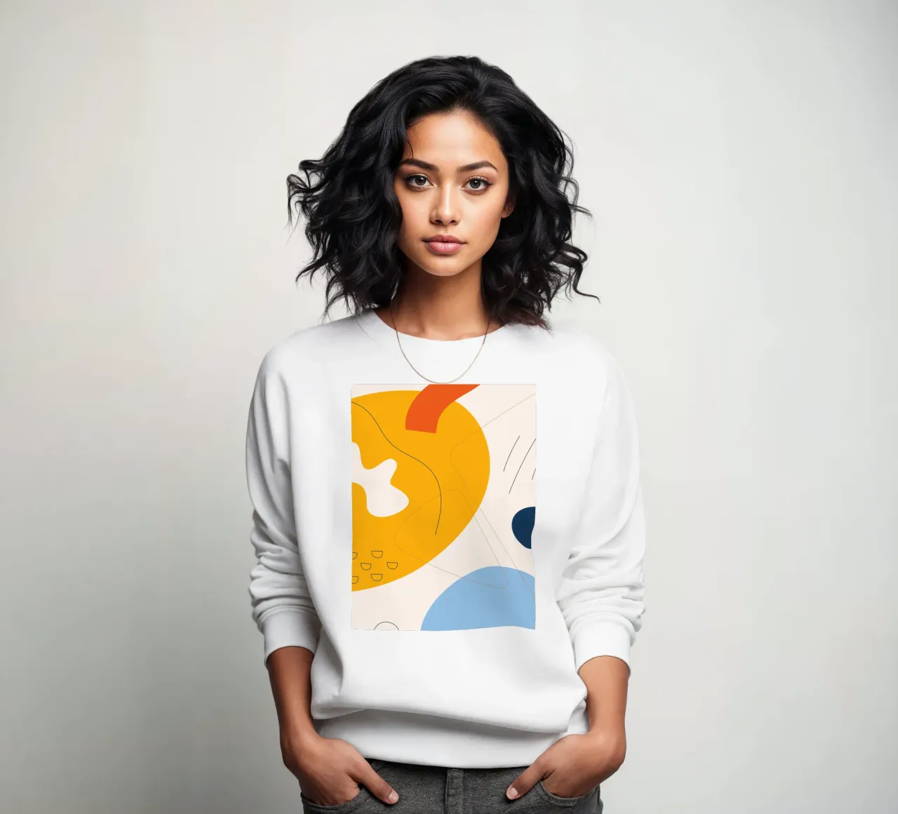 Art abstrait boho - jaune & bleu sweat de Whole©