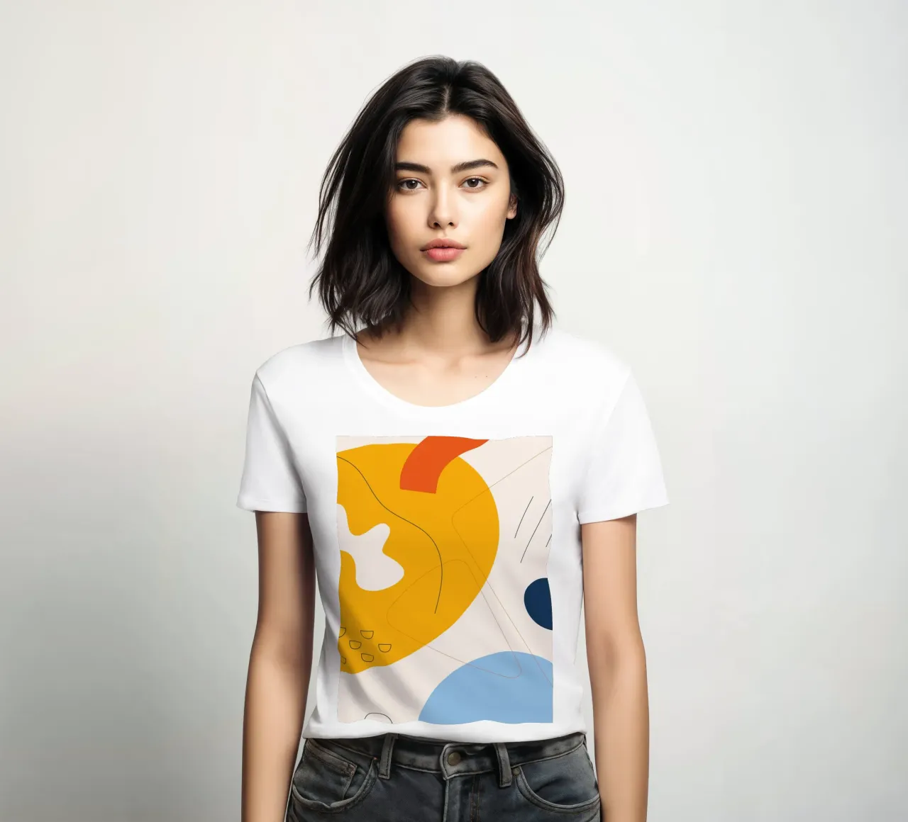 Art abstrait boho - jaune & bleu t-shirt ajusté pour femmes de Whole©