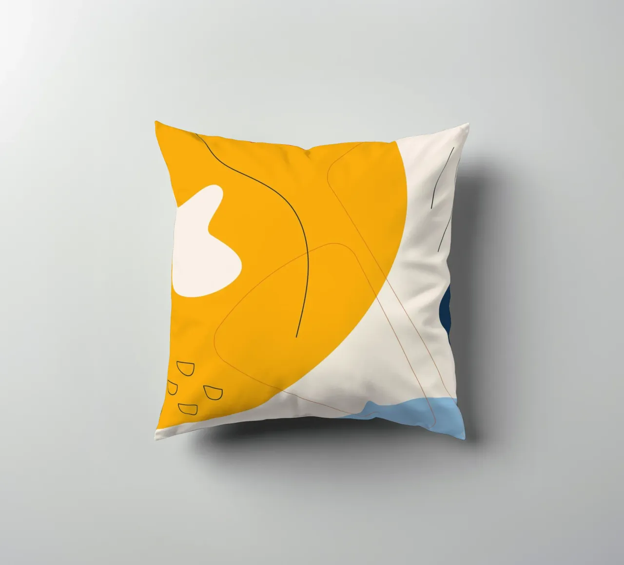 Art abstrait boho - jaune & bleu coussin de Whole©