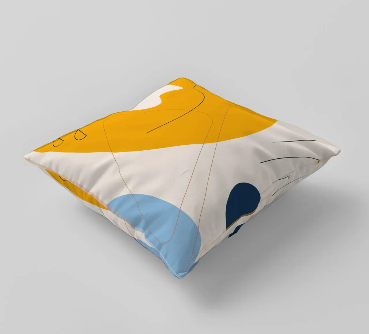 Art abstrait boho - jaune & bleu coussin de Whole©