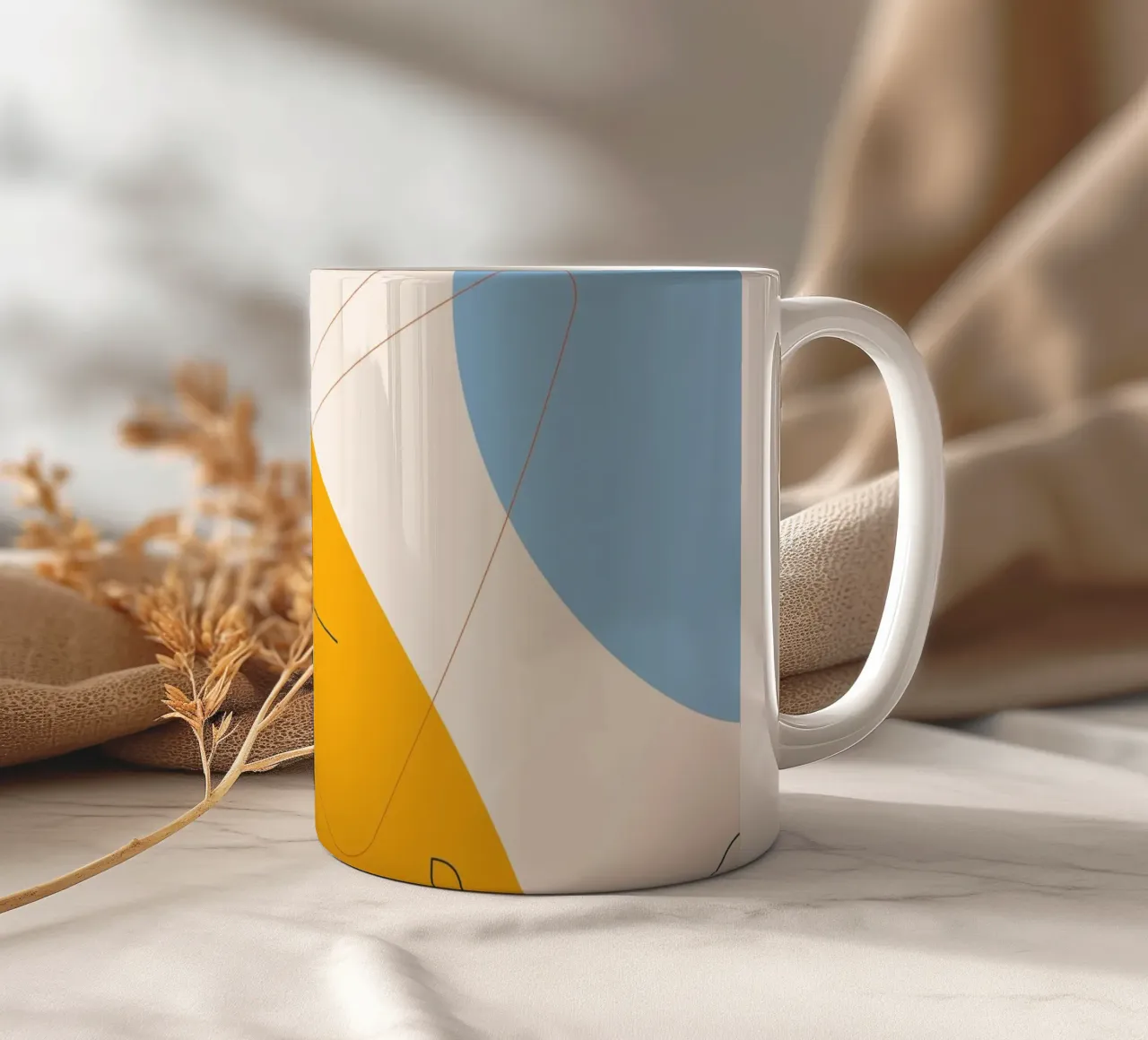 Art abstrait boho - jaune & bleu mug en céramique de Whole©