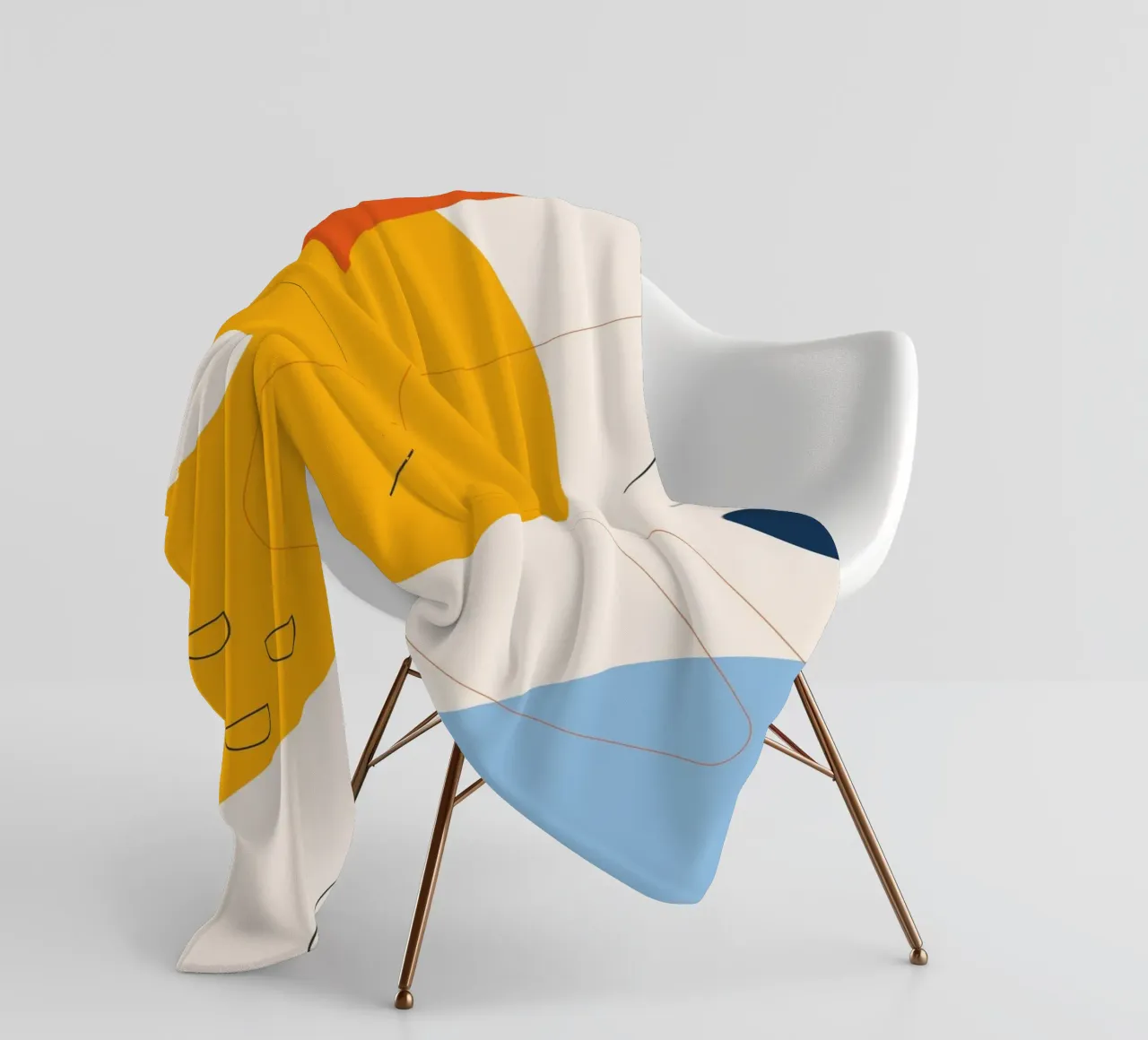 Art abstrait boho - jaune & bleu plaid polaire de Whole©