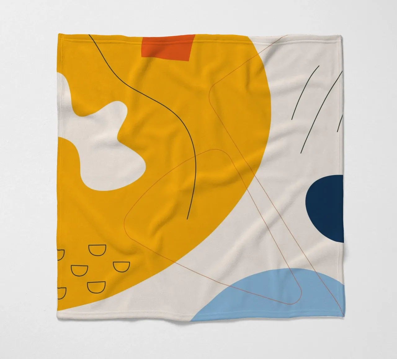 Art abstrait boho - jaune & bleu plaid polaire de Whole©