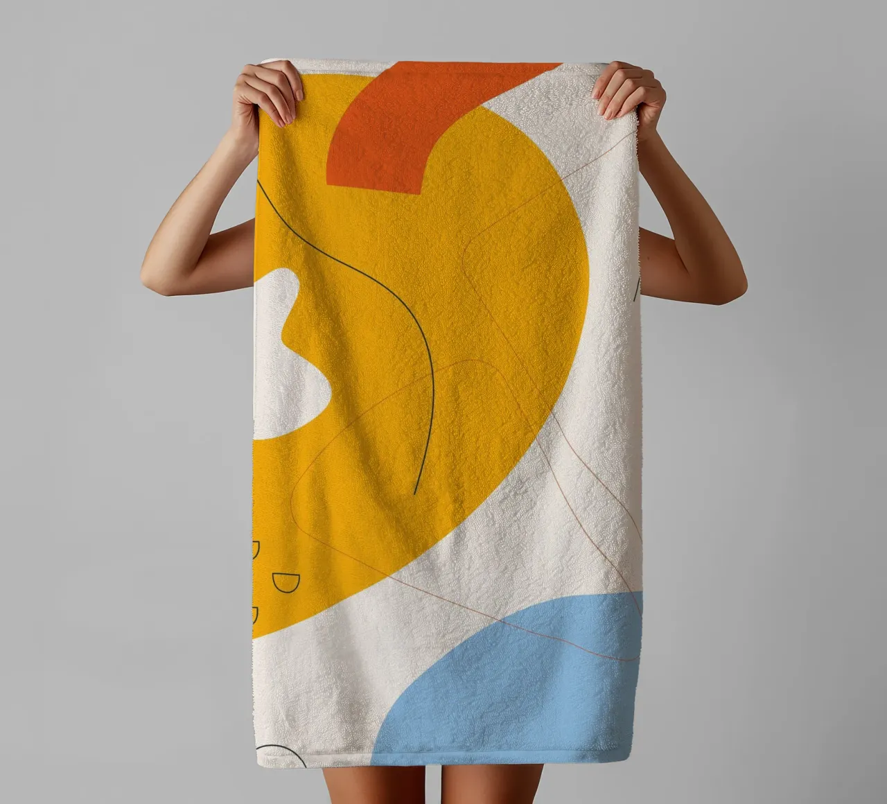 Boho Abstrakte Kunst – Gelb & Blau Handtuch von Whole©