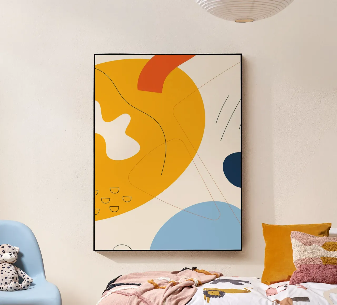 Boho Abstrakte Kunst – Gelb & Blau Acryl-Glas von Whole©