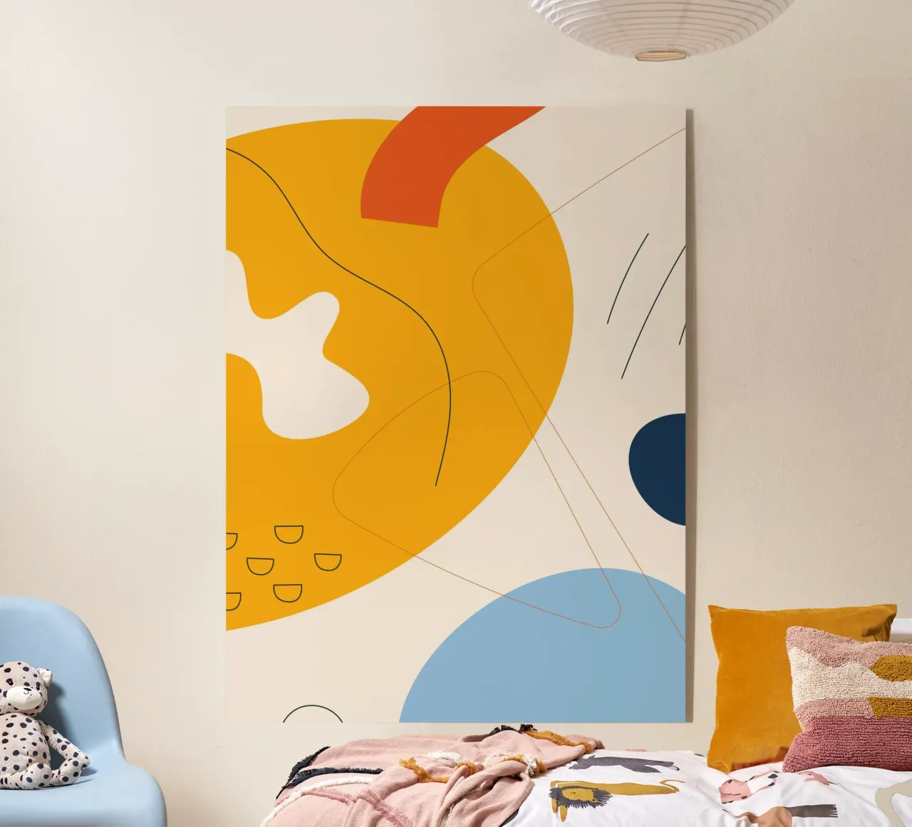 Boho Abstrakte Kunst – Gelb & Blau Acryl-Glas von Whole©