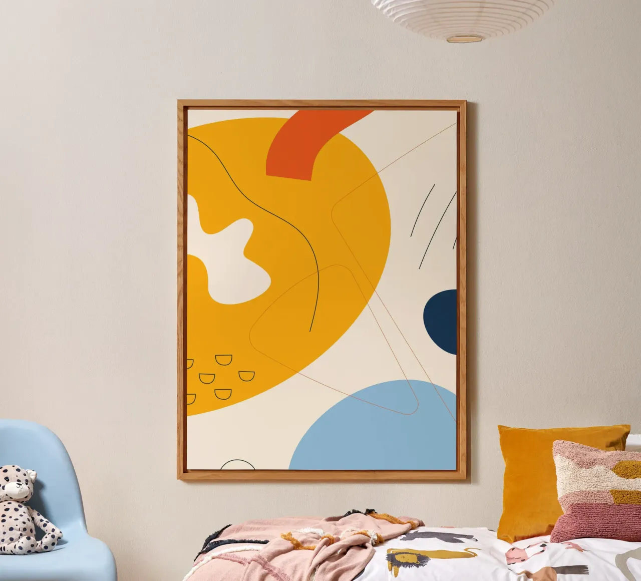 Art abstrait boho - jaune & bleu alu dibond de Whole©