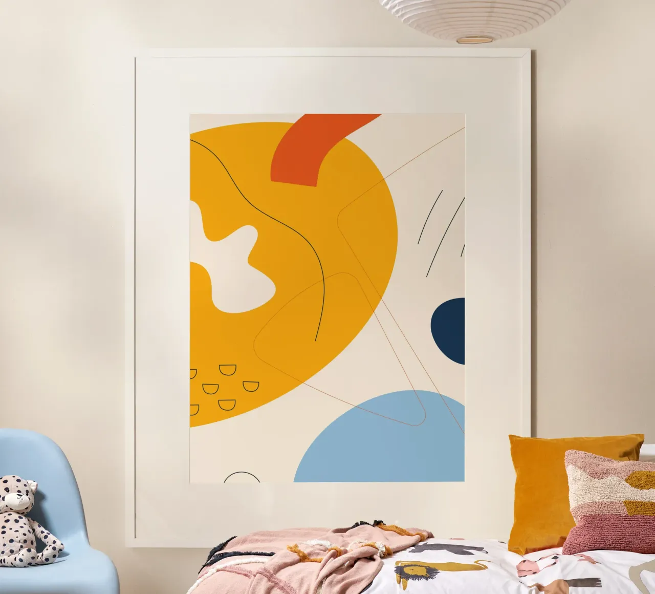 Boho Abstrakte Kunst – Gelb & Blau Hahnemühle von Whole©