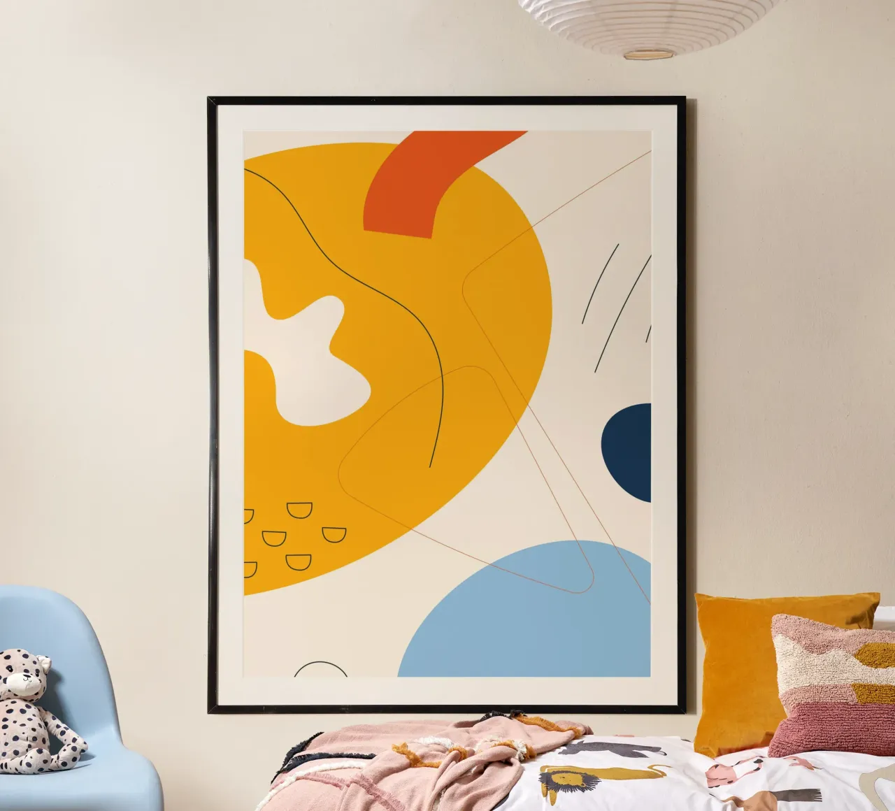 Art abstrait boho - jaune & bleu hahnemühle de Whole©