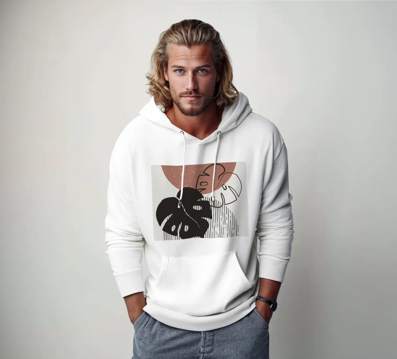 Design per piante Boho - Monstera Minimal felpa con cappuccio da Whole©