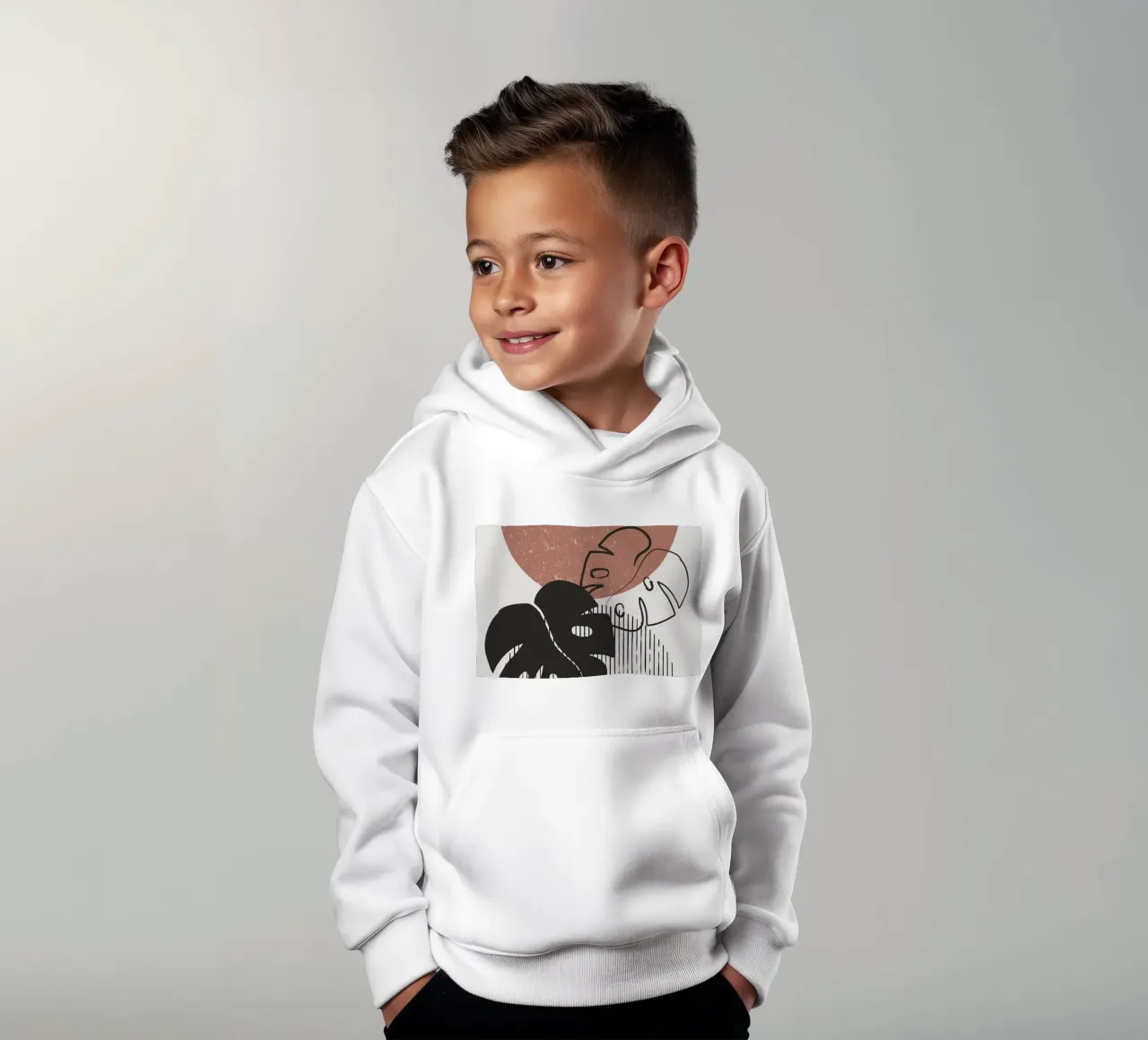 Design per piante Boho - Monstera Minimal felpa bambino con cappuccio da Whole©