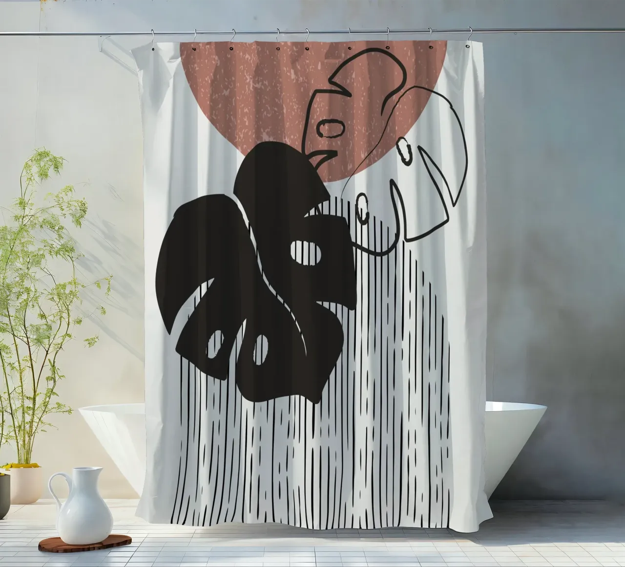 Design per piante Boho - Monstera Minimal tenda da doccia da Whole©