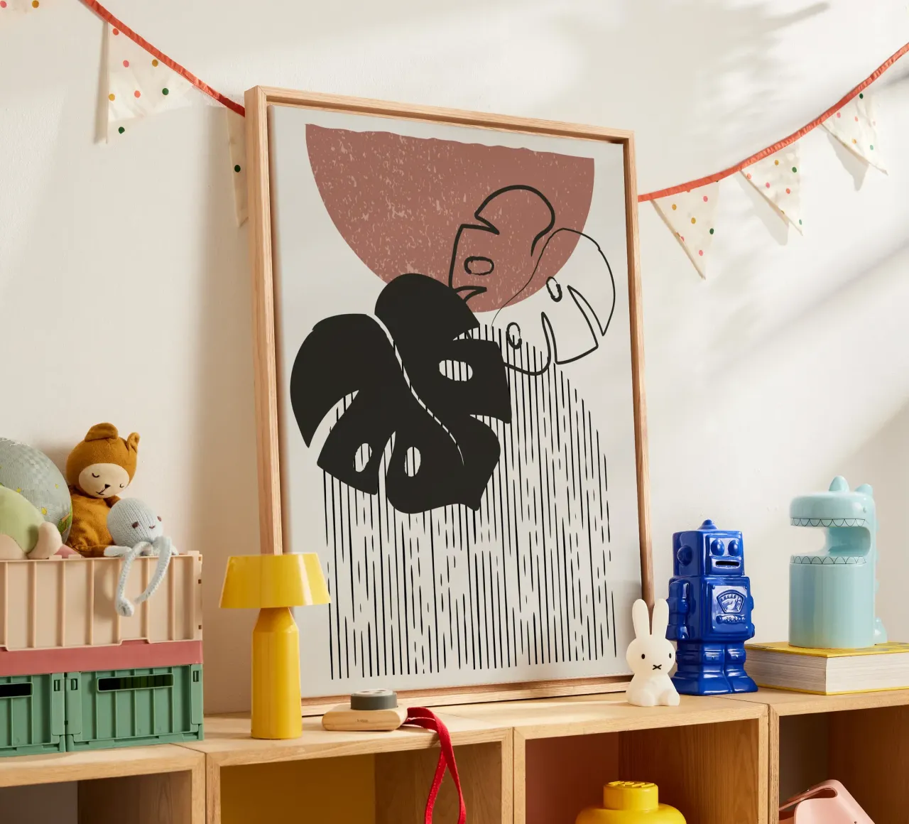 Design per piante Boho - Monstera Minimal tela con Cornice a cassetta da Whole©