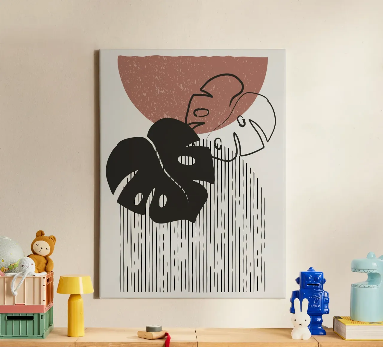 Design per piante Boho - Monstera Minimal tela con Cornice a cassetta da Whole©
