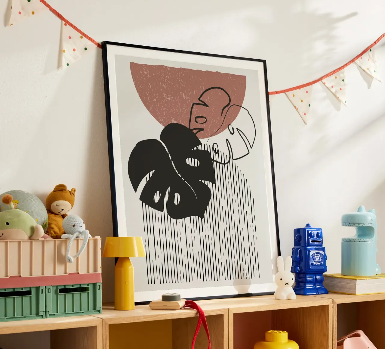 Design per piante Boho - Monstera Minimal poster con telaio in alluminio da Whole©
