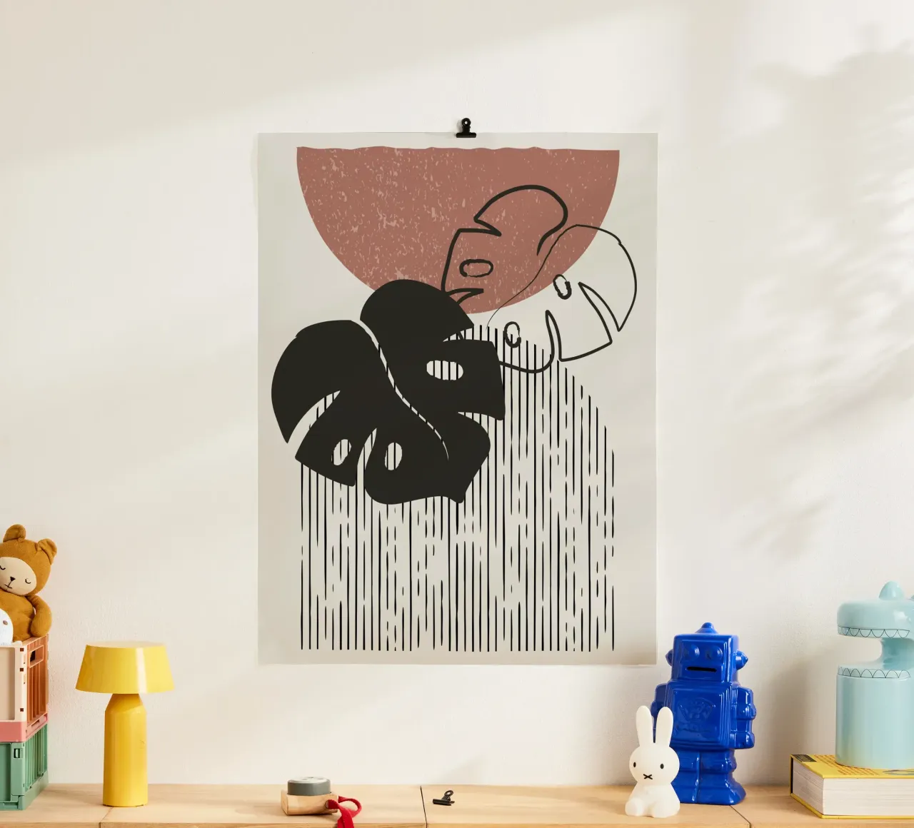 Design per piante Boho - Monstera Minimal poster con telaio in alluminio da Whole©