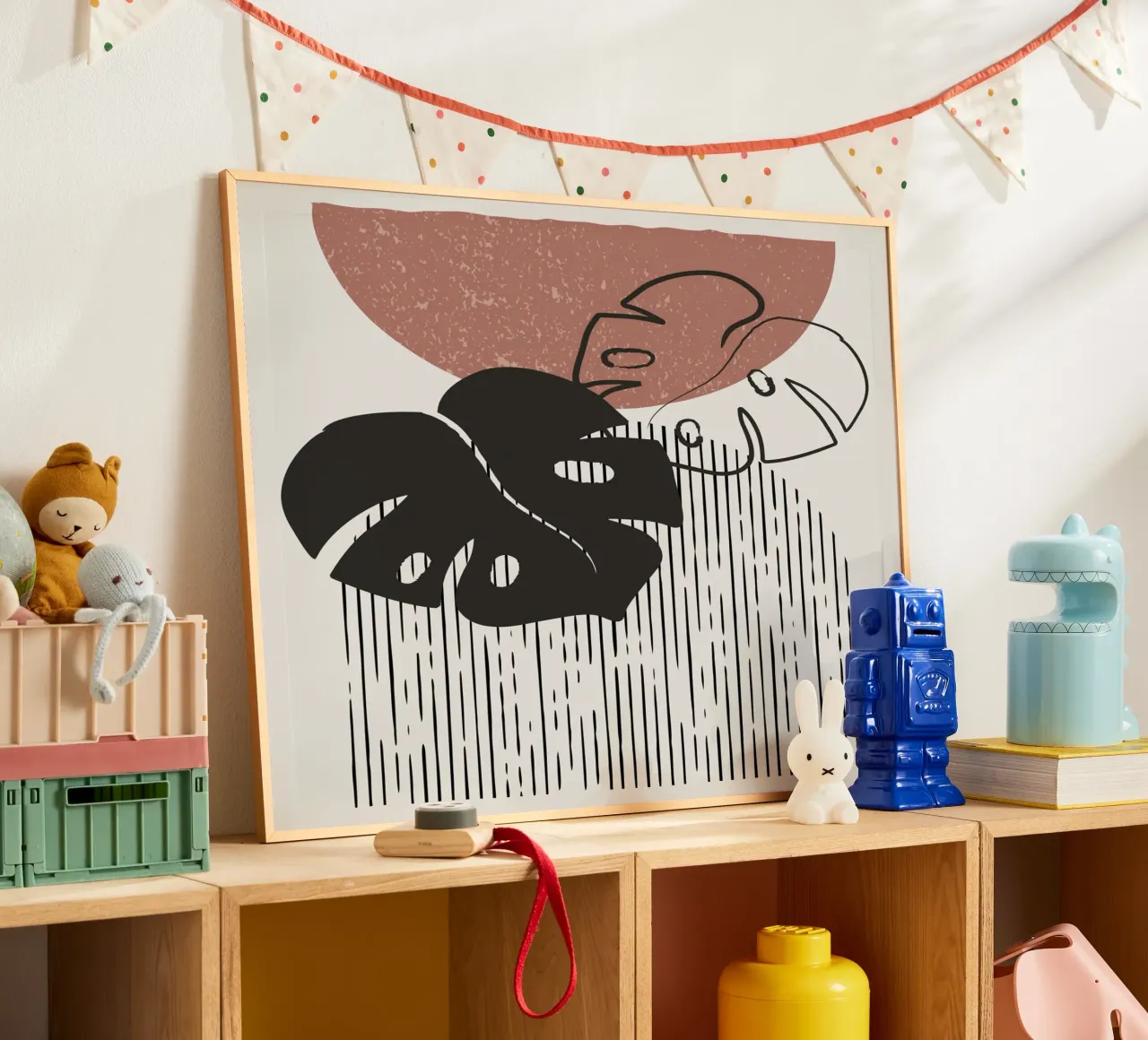 Design per piante Boho - Monstera Minimal poster con telaio in alluminio da Whole©