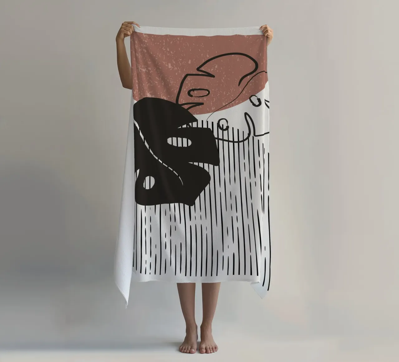 Design de plantes boho - Monstera Minimal serviette de plage de Whole©