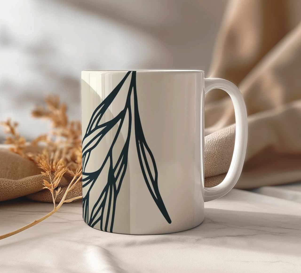 Boho Minimal - Motif végétal élégant mug en céramique de Whole©