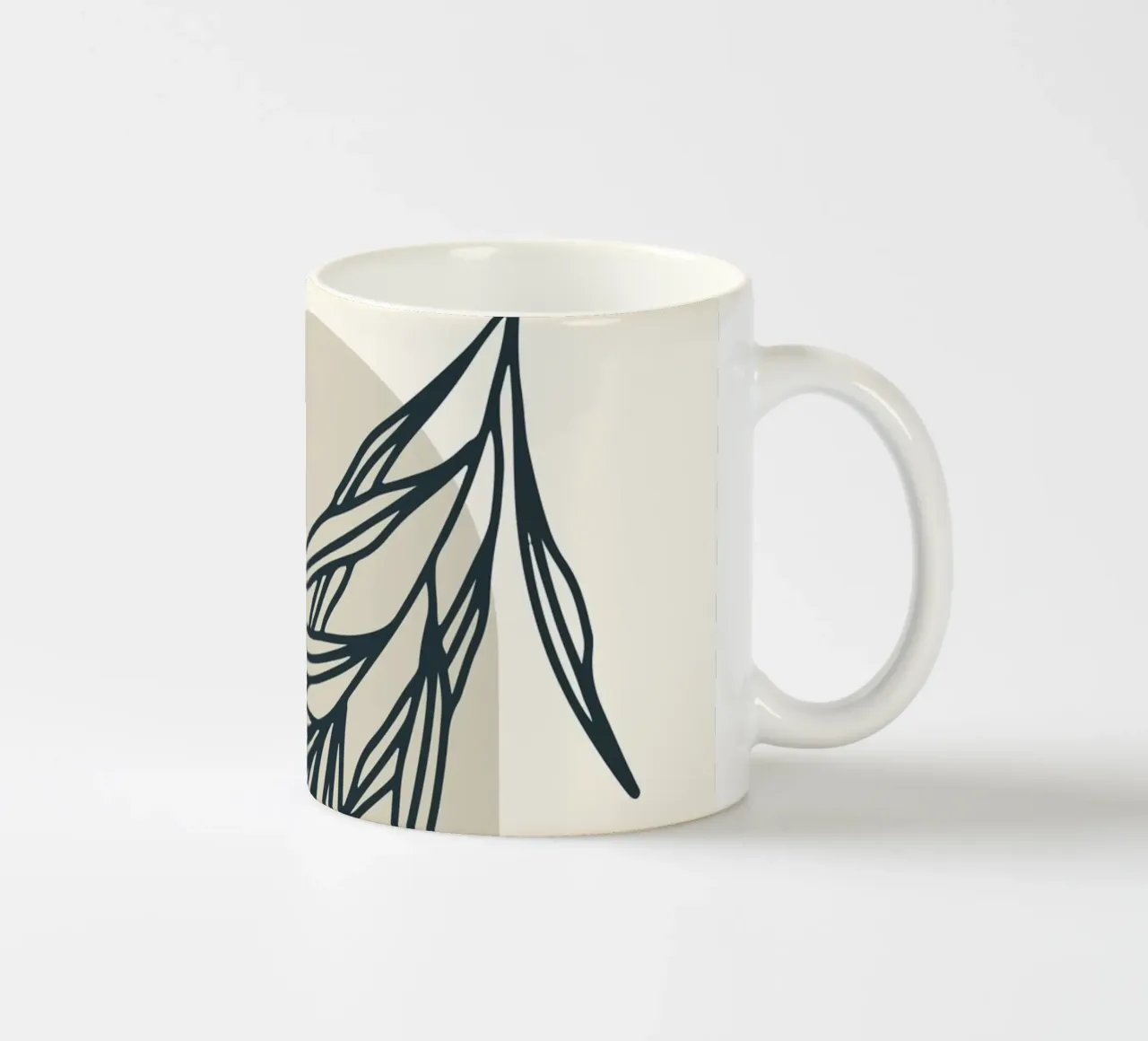 Boho Minimal - Elegant plant motif ceramic mug by Whole©