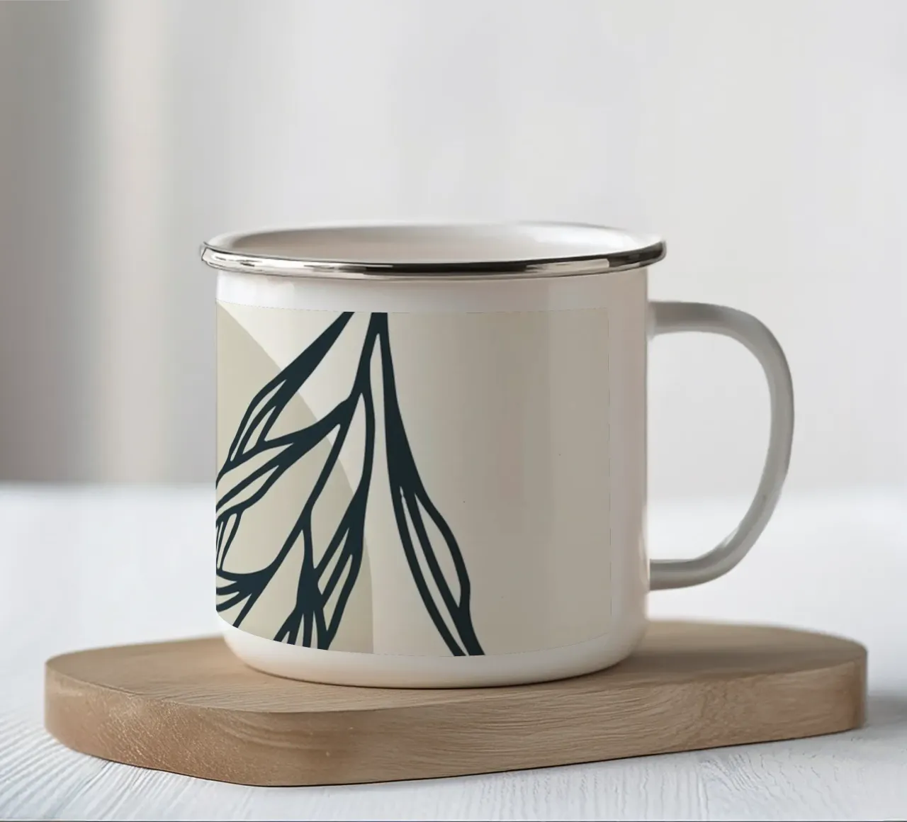Boho Minimal - Elegante motivo vegetal taza de esmalte de Whole©