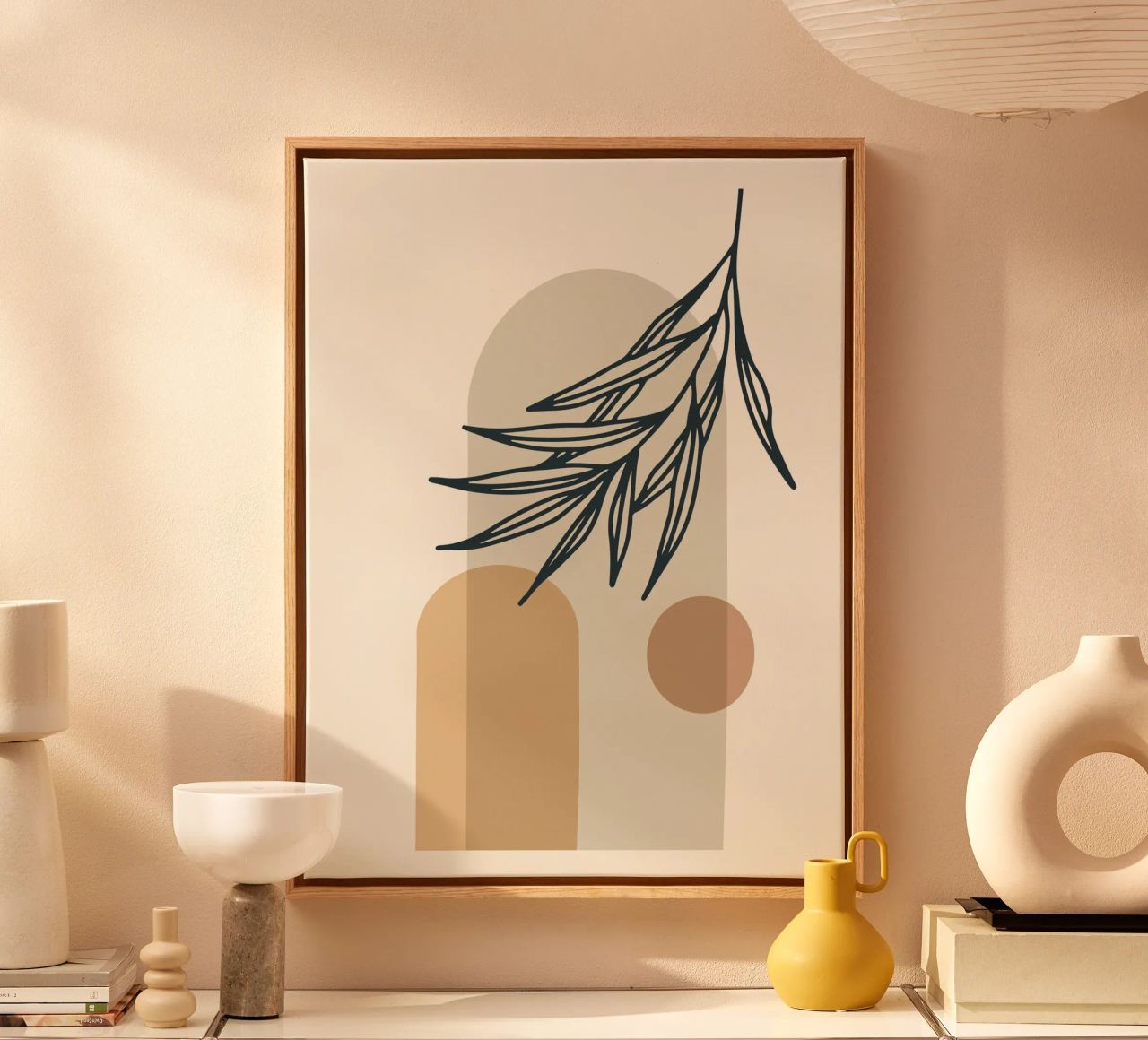 Boho Minimal - Elegant plantenmotief canvas van Whole©