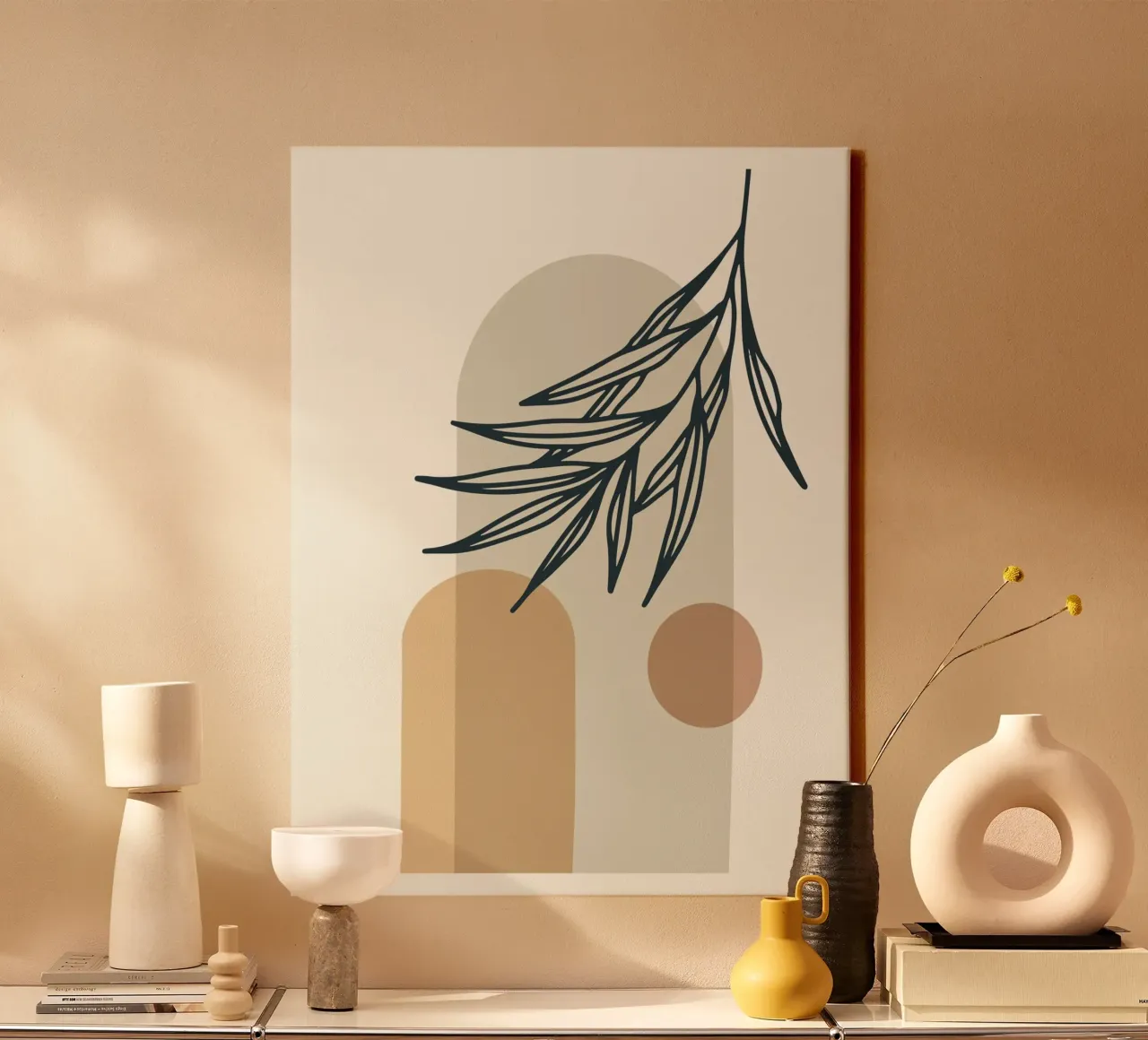 Boho Minimal - Elegante motivo vegetal lienzo de Whole©