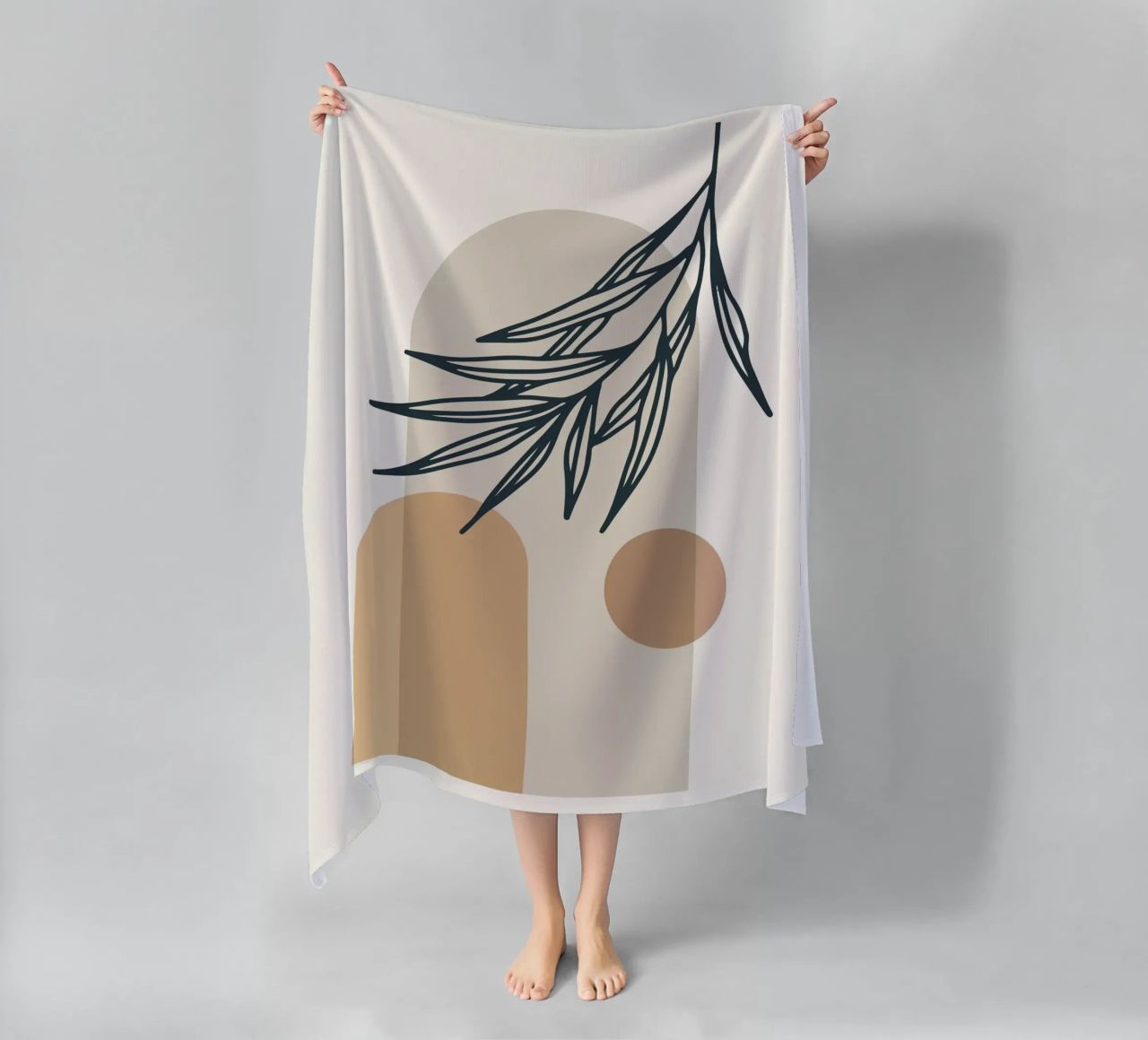 Boho Minimal - Motif végétal élégant serviette de plage de Whole©