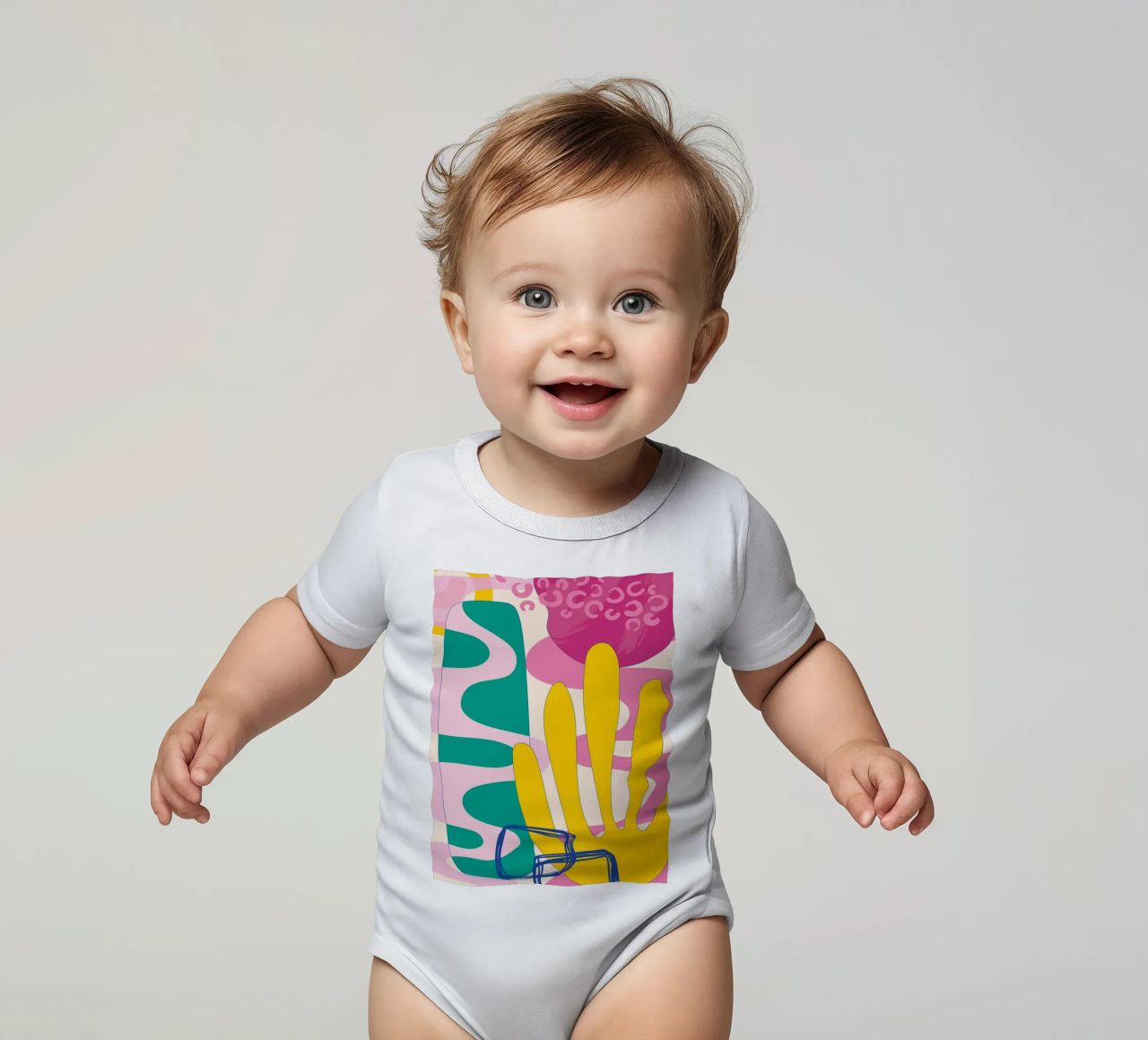 Pop Art Boho - Colourful & Lively short-sleeve baby romper by Whole©
