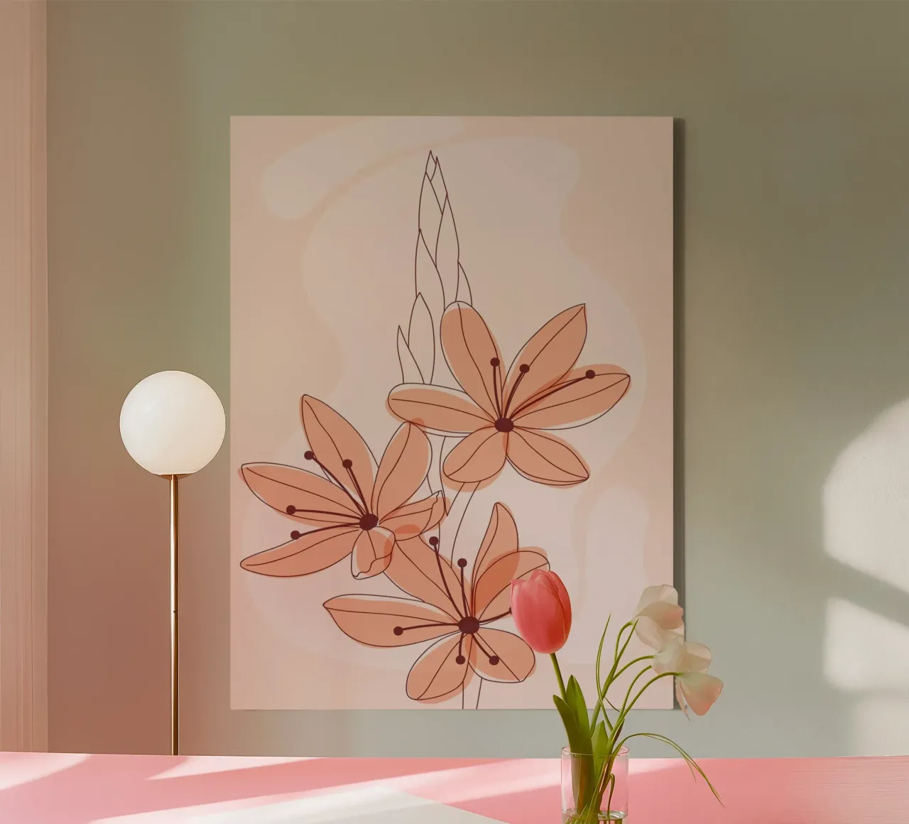 Fiori delicati - minimal e pastello tela con Cornice a cassetta da Whole©