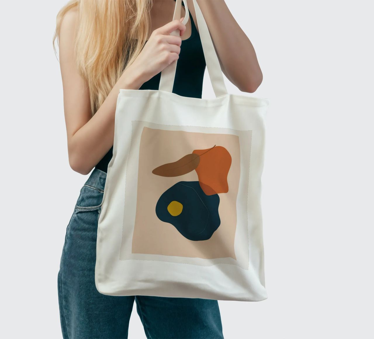 Abstrakte Boho Kunst – Erdtöne & Modern Jutebeutel von Whole©