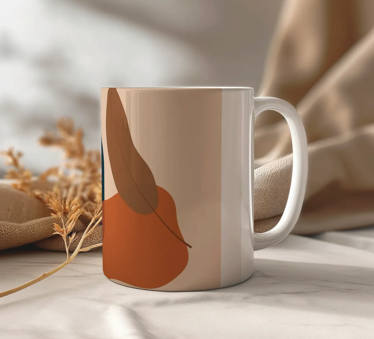 Arte boho abstracto - tonos tierra y moderno taza de cerámica de Whole©
