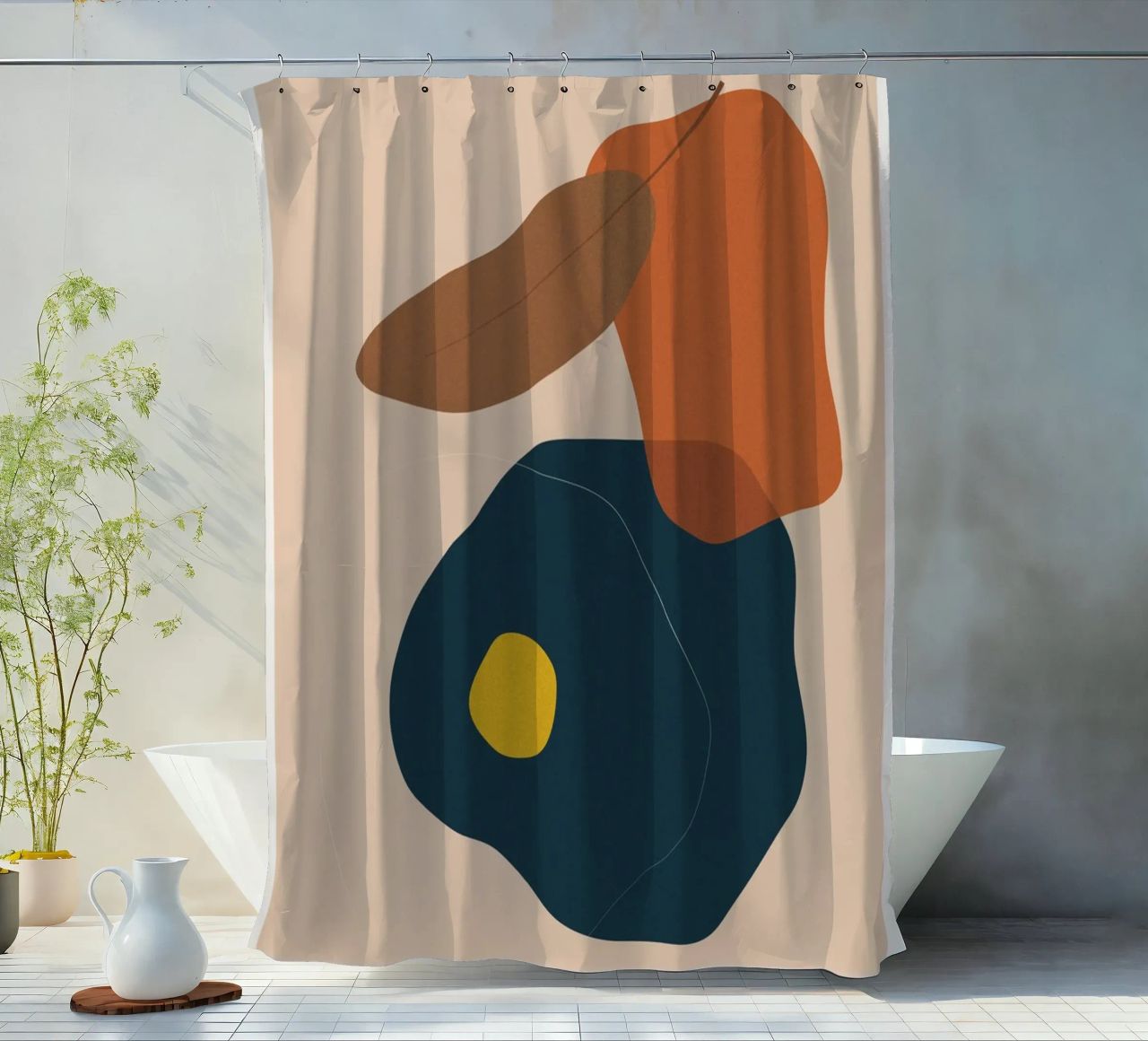 Abstrakte Boho Kunst – Erdtöne & Modern Duschvorhang von Whole©
