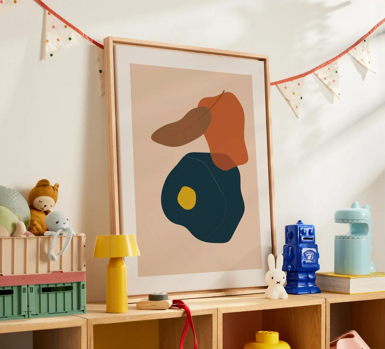 Abstracte boho kunst - aardetinten & modern canvas met Baklijst van Whole©