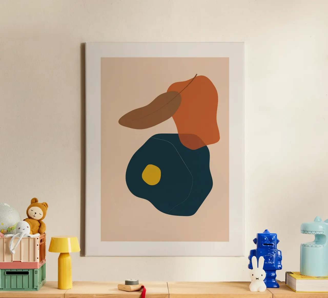 Abstracte boho kunst - aardetinten & modern canvas met Baklijst van Whole©