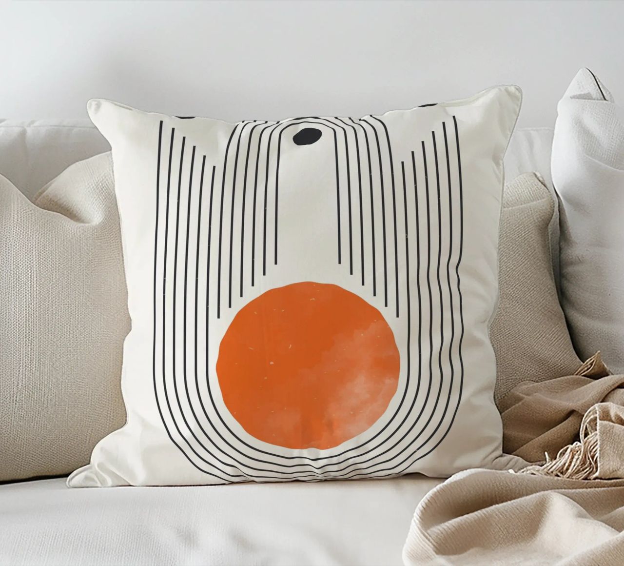 Retro Minimal – Geometrie & Orange cuscino da Whole©