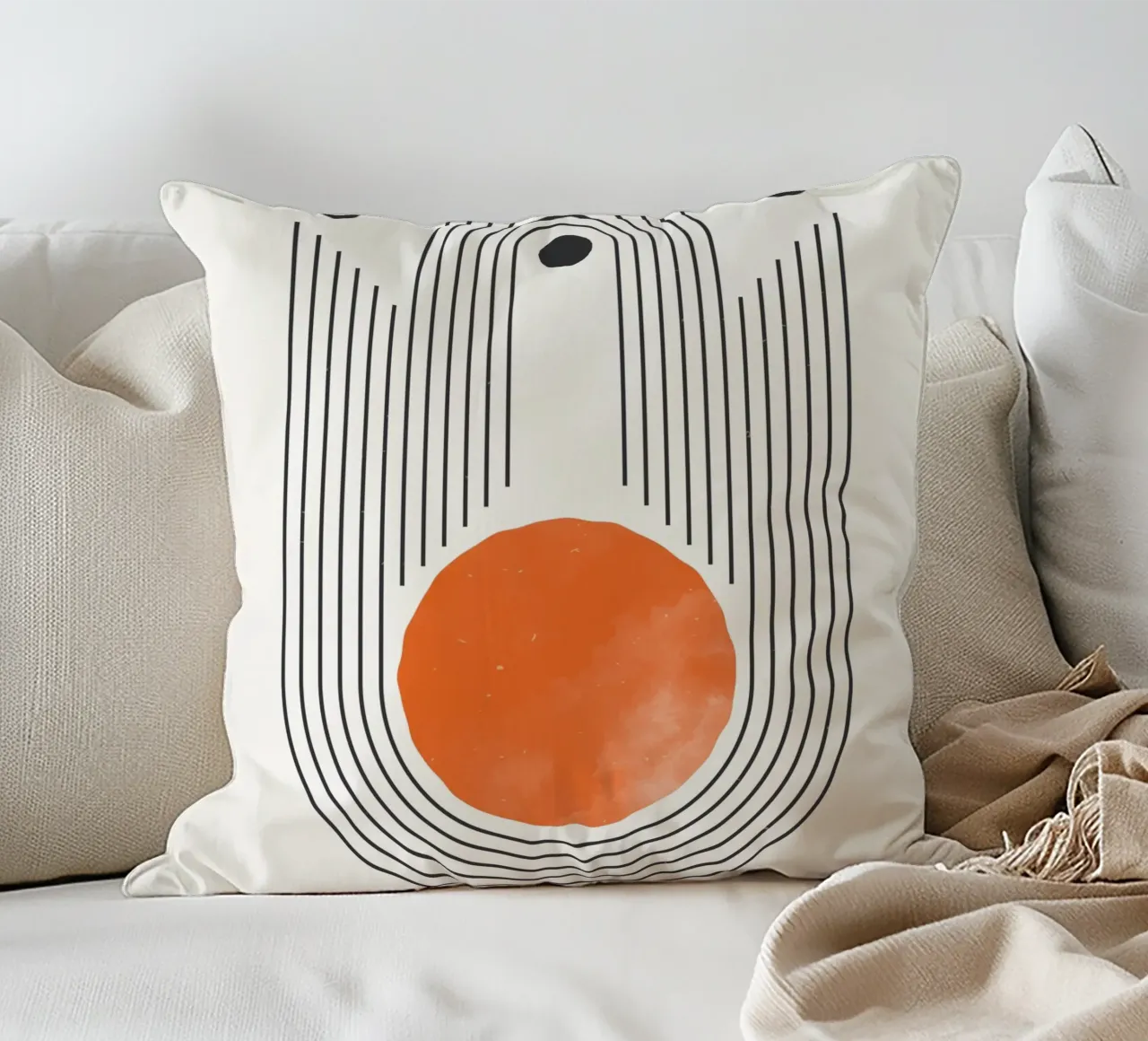 Retro Minimal - Geometrien & Orange Kissen von Whole©