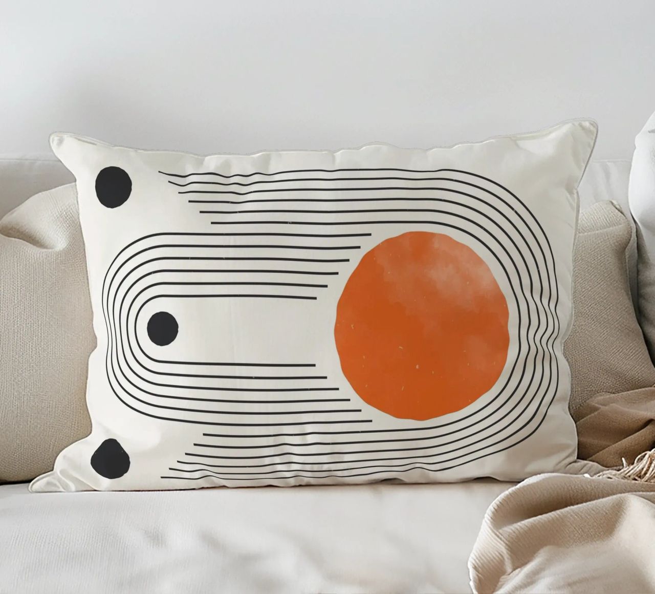 Retro Minimal – Geometrie & Orange cuscino da Whole©