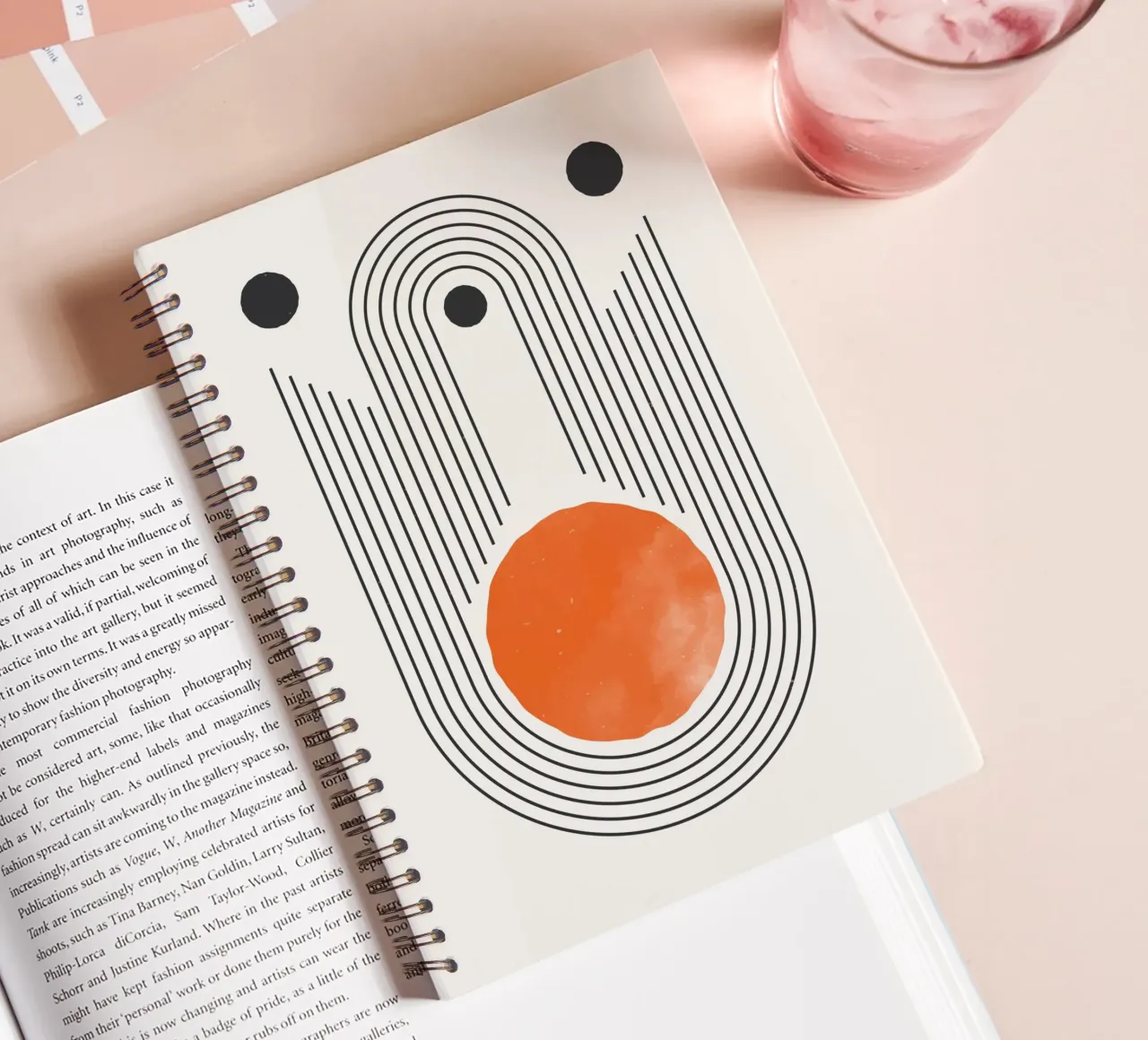 Retro Minimal - Geometries & Orange spiral notebook by Whole©