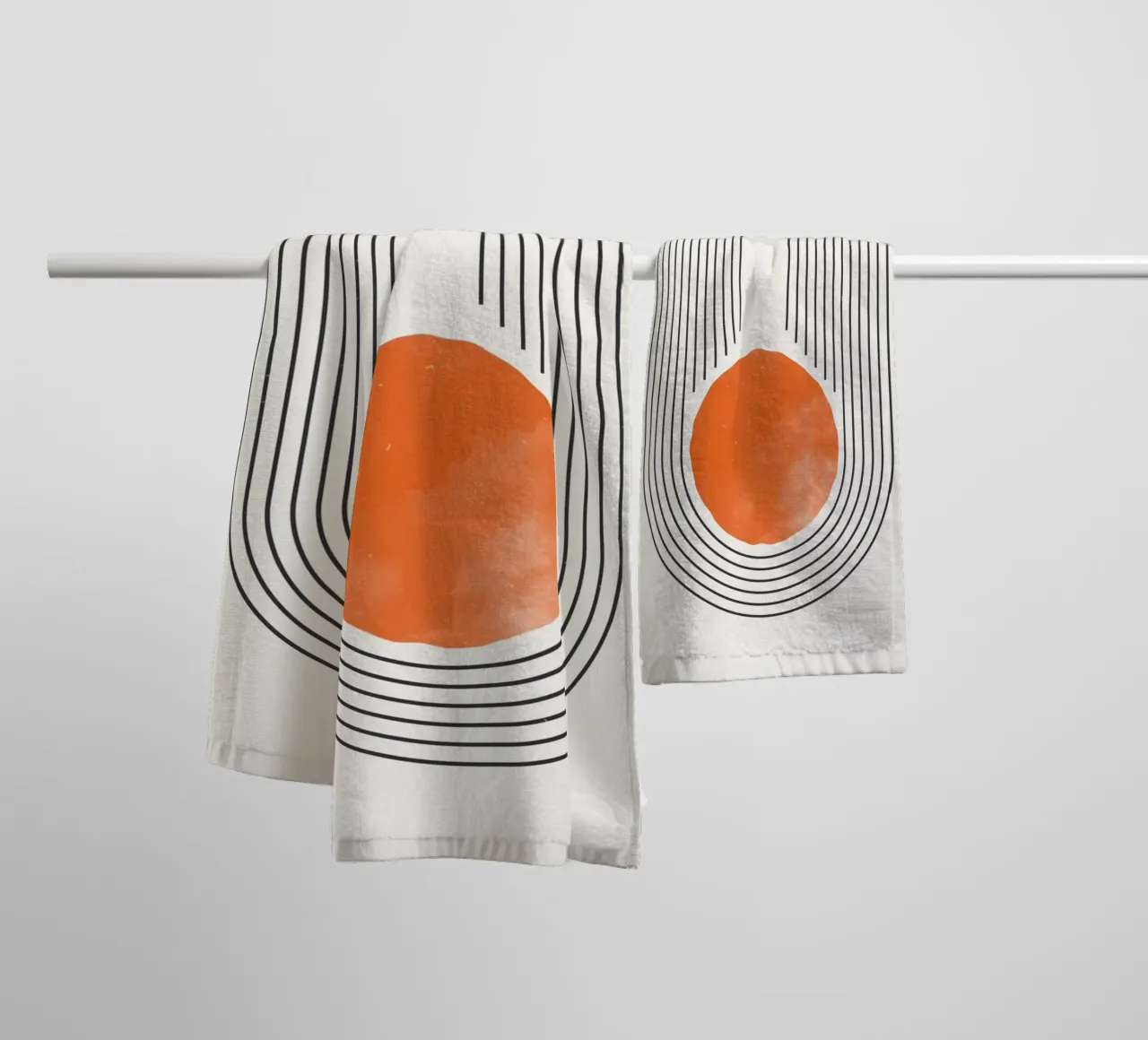 Retro Minimal - Geometrías y naranja toalla de baño de Whole©