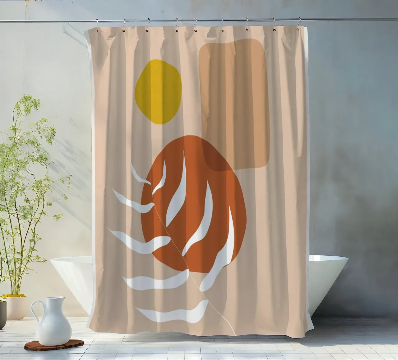 Natura boho - toni della terra e design a foglie tenda da doccia da Whole©