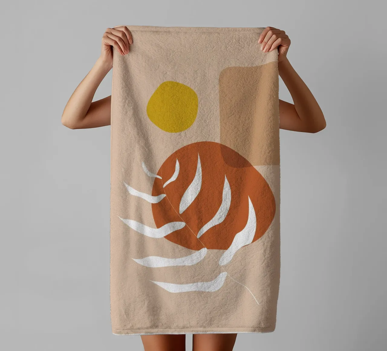 Natura boho - toni della terra e design a foglie asciugamano da bagno da Whole©