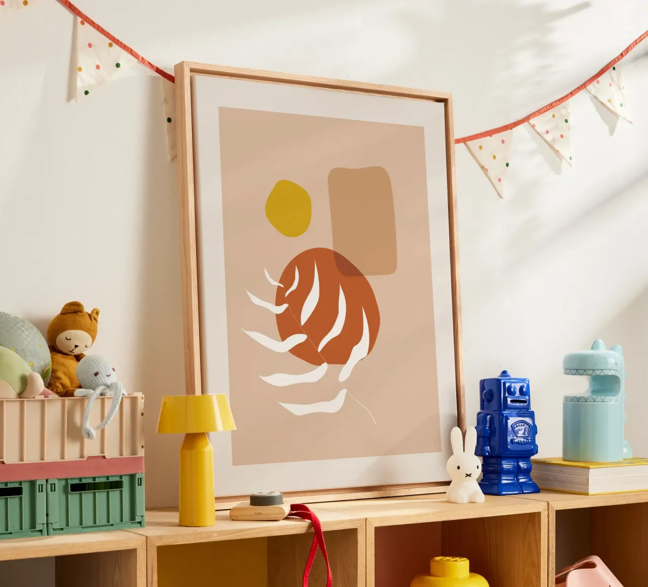 Natura boho - toni della terra e design a foglie tela con Cornice a cassetta da Whole©