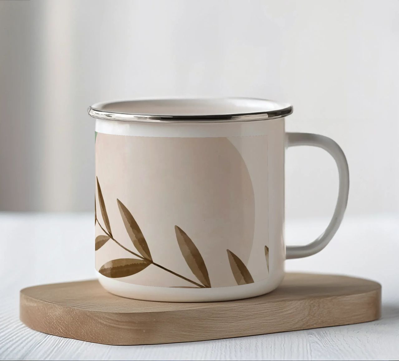 Foglie boho - Colori tenui e natura tazza in smalto da Whole©