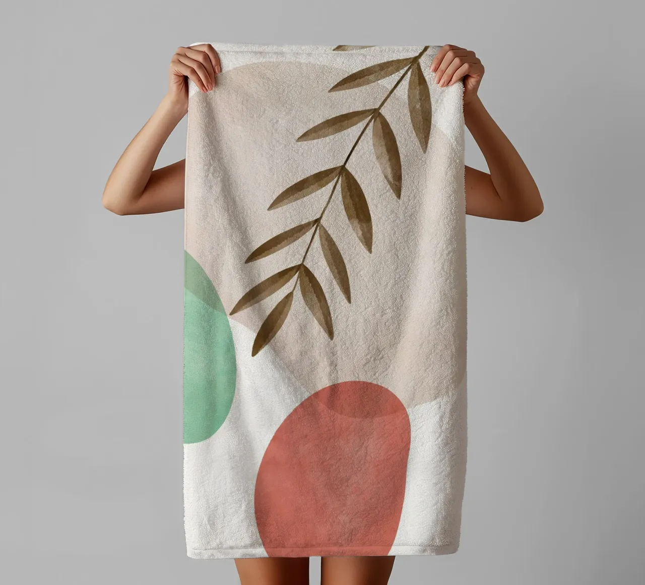 Boho leaves - Soft colours & nature towel by Whole©