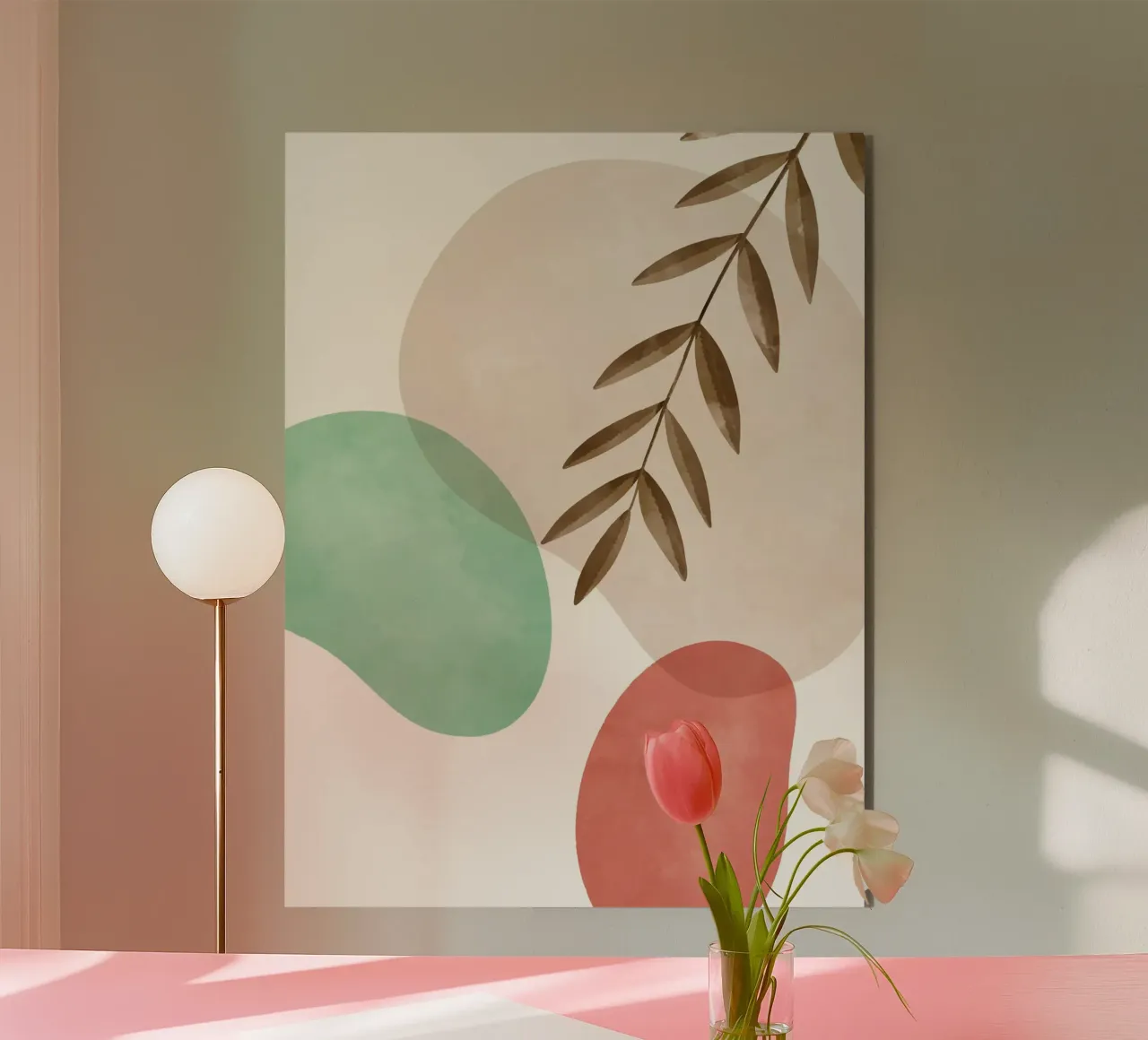 Foglie boho - Colori tenui e natura alluminio dibond da Whole©