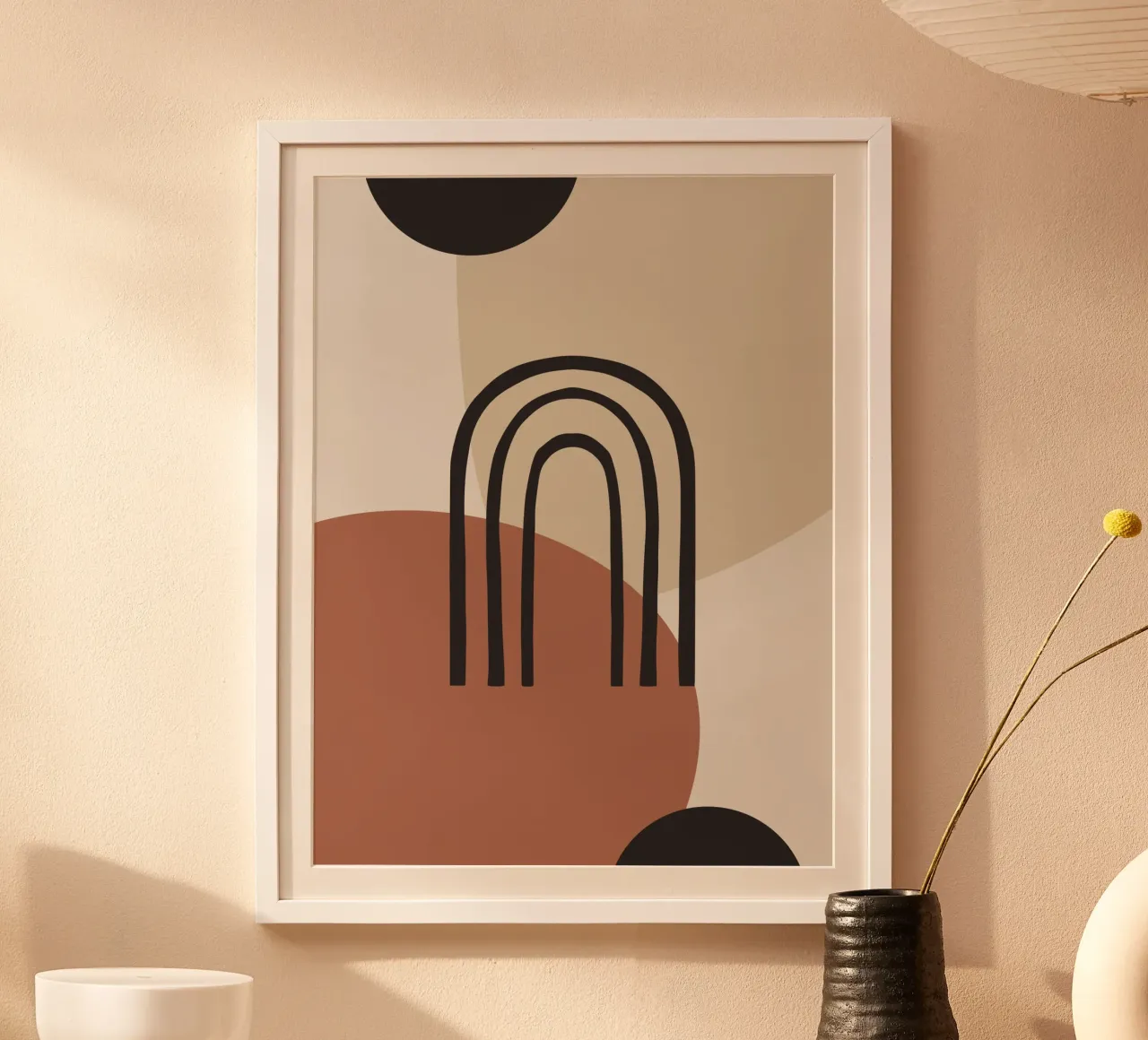 Arco Boho - Minimal e tonalità della terra poster con telaio in legno da Whole©