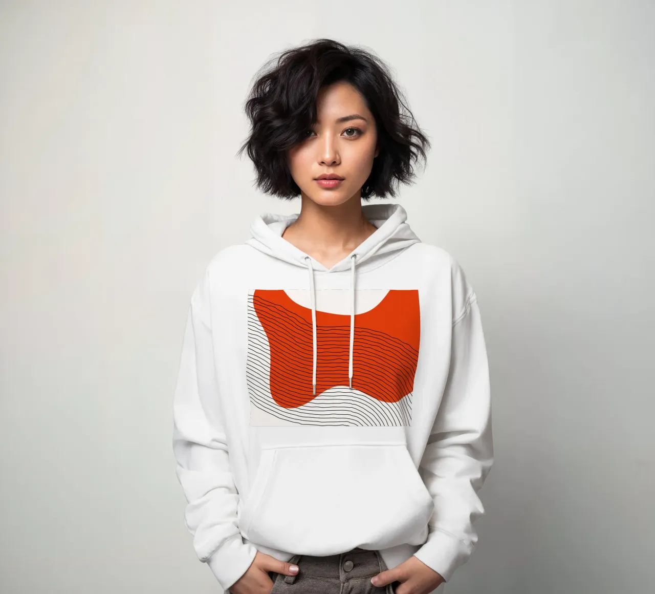 Abstrakte Linien – Dynamisches Rot Hoodie von Whole©