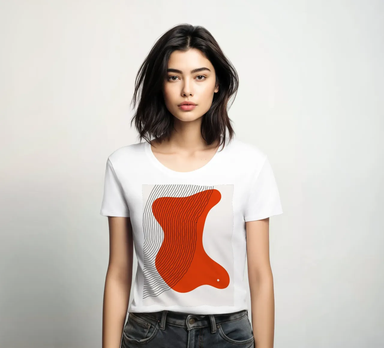 Abstract lines - Dynamic red women's fitted t-shirt by Whole©