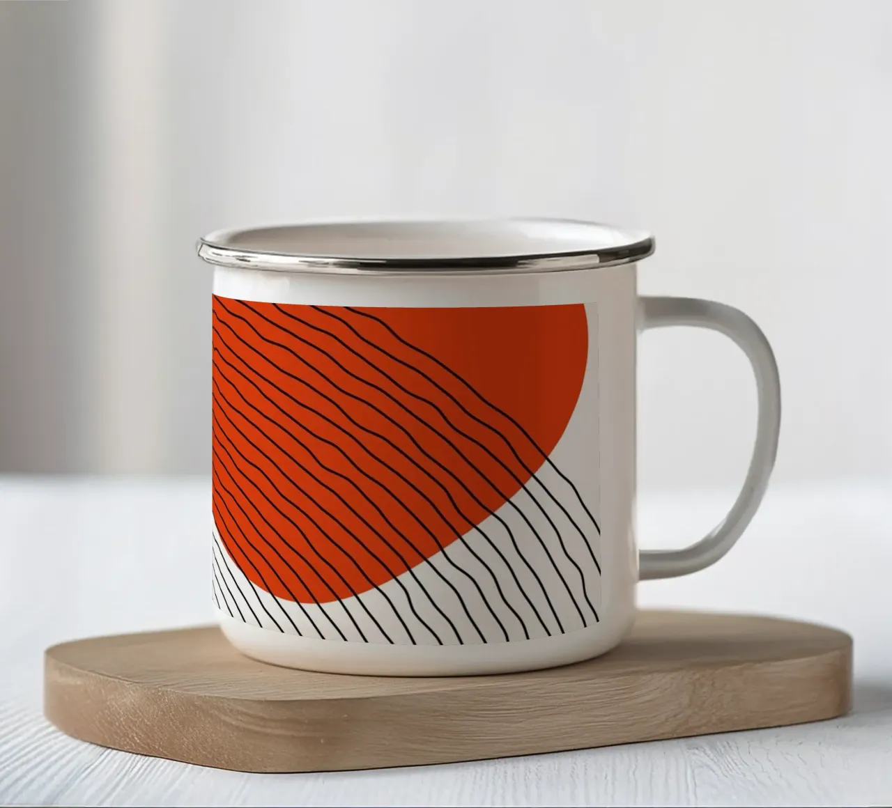 Linee astratte - Rosso dinamico tazza in smalto da Whole©